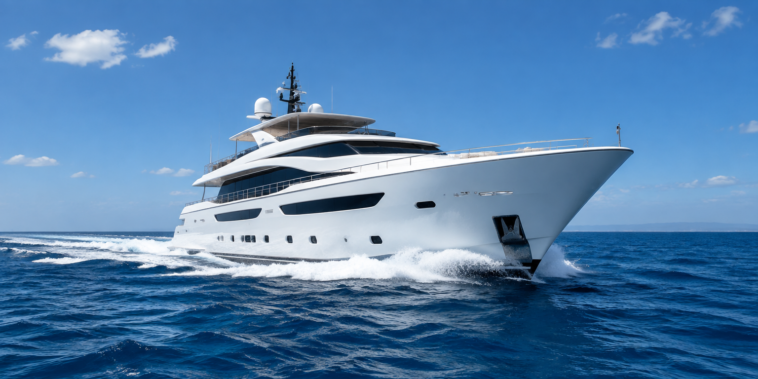Majesty 120 luxury yacht with no people visible on deck