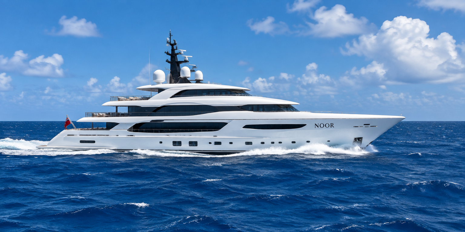 Noor II luxury yacht with no people visible on deck