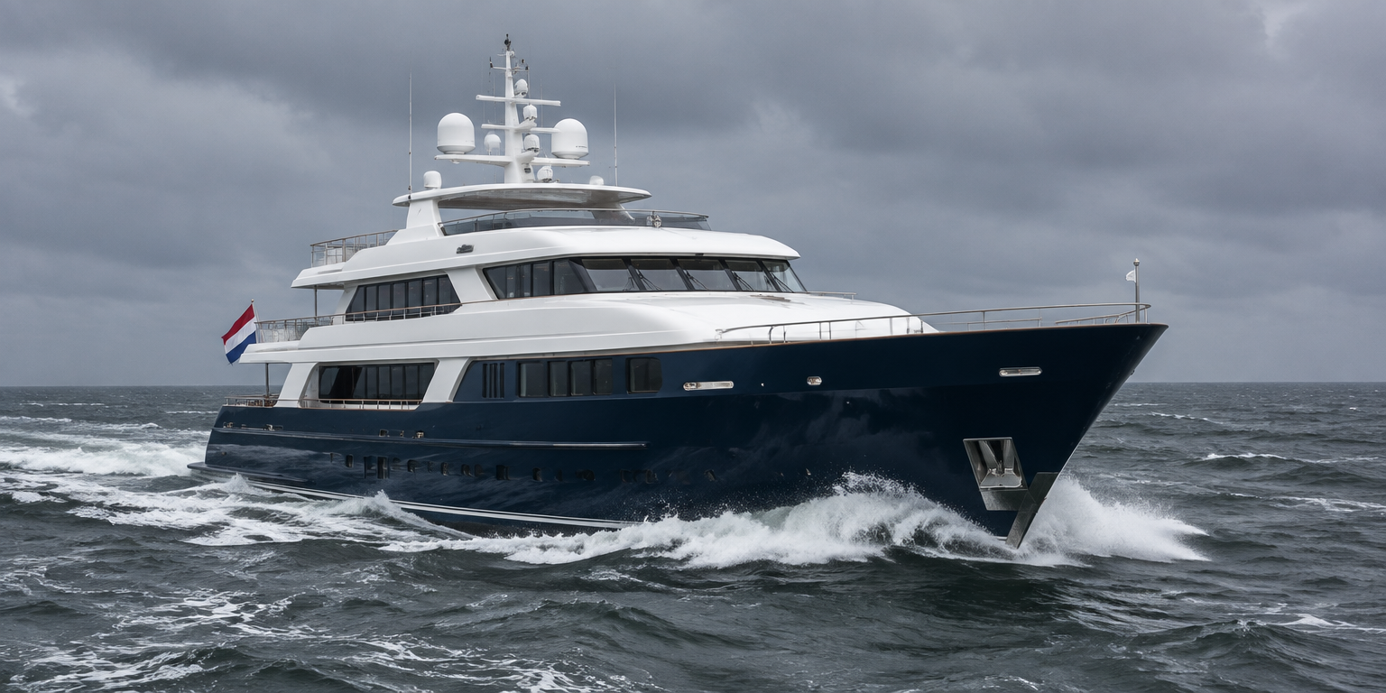 M/Y Les Cinq luxury yacht with no people visible on deck